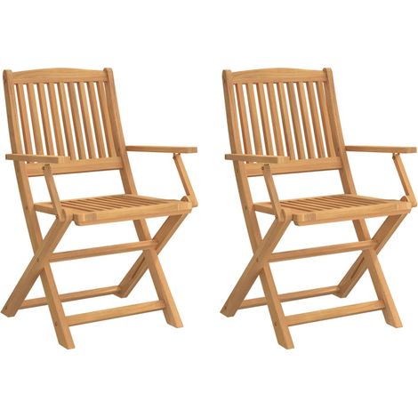 Chaises pliables de jardin 2 pcs bois massif d'acacia (1/5)