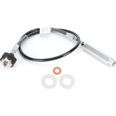 36-Zoll-CO2-Schlauchanschluss-Adapterset (schwarz), CGA320 TR21-4 Doppelgewindeanschluss mit Dichtung und Befestigungszubehör (1/5)