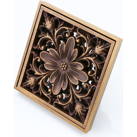 Scarico a pavimento per bagno in ottone, scarico a pavimento deodorante ispessito per acque profonde, scarico a pavimento per bagno, retrò ed elegante - Tipo B (1/5)