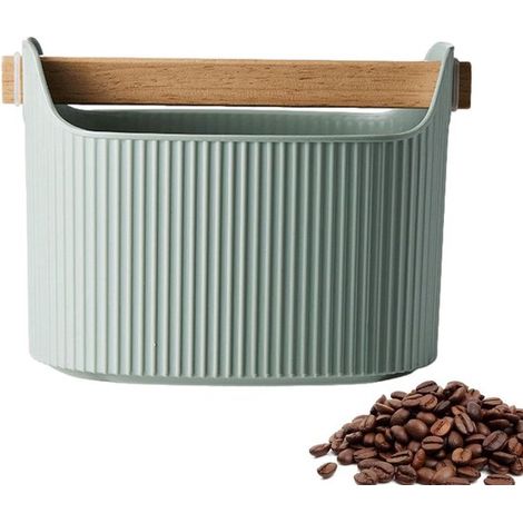 Boîte à marc de café 1,3 L avec barre amovible, knock box pour espresso et café, bac à marc pratique pour machine à café et accessoires barista, vert (1/5)