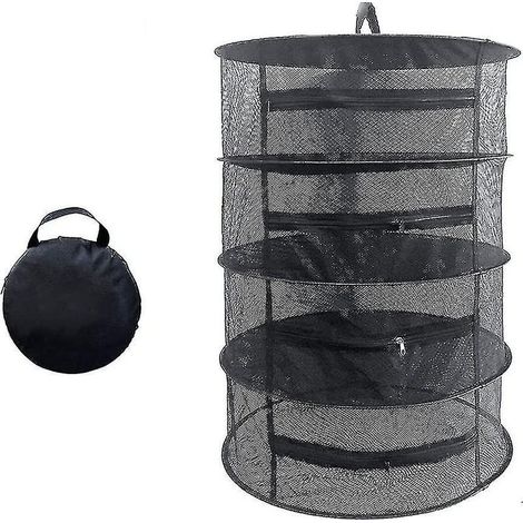 Filet de séchage suspendu de 60 cm de diamètre pour herbes aromatiques, légumes, plantes et vêtements (noir) (1/4)