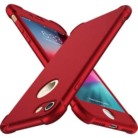 CUSTODIA ROSSA PER IPHONE 7/8 4.7' 2xVETRO TEMPERATO (1/5)