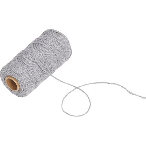Corde macramé gris 2mm, coton recyclé épais doux sans odeur, pour bricolage DIY pompons, artisanat, décoration intérieure et jardinage (1/5)