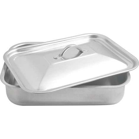 1 Plat à four, Inox 18/10, Couvercle inclus, Surface nid d'abeilles, Sans PFAS, Pour cuisson et gratin (1/4)