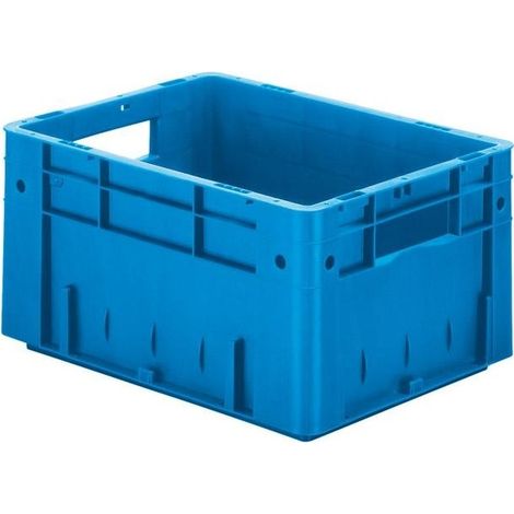 Contenitore di trasporto L400xP300xH210mm blu in PP, resistente, pareti laterali chiuse (1/2)