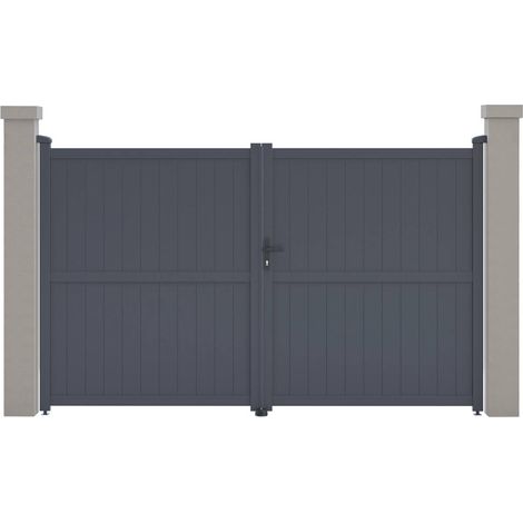 Gartentor aus Aluminium Maurice - 299.5 x 180.9 cm - Grau