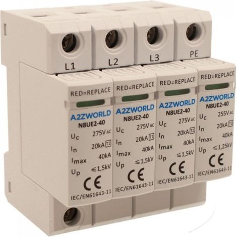 SPD Scaricatore Di Sovratensione Modulare, Tipo 2 T2 3P+N 4M 20kA-40kA AC 275V IP20 IEC61643-11 N8UE2