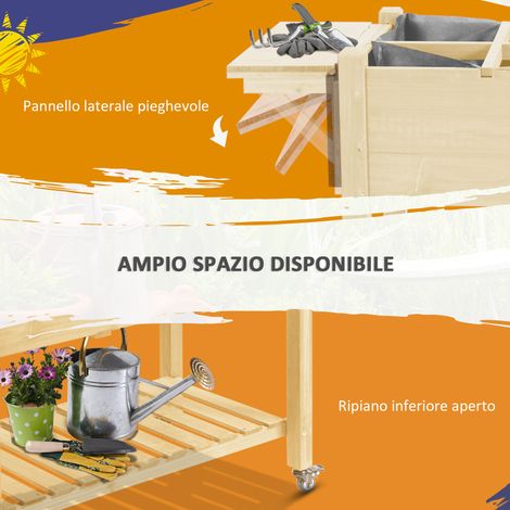 Bac floral extérieur 8 cases, étagère latérale et planche en épicéa, 123x54x87 cm. (1/5)