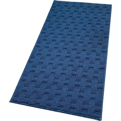 Tappeto Bagno Morbido Assorbente Antiscivolo 3D Intrecciato Scendiletto Lavabile 45x75 Cm - Blu