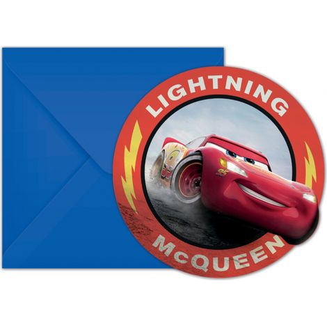 Einladungen mit Umschlag „Cars The Legend“ 6 Stück.