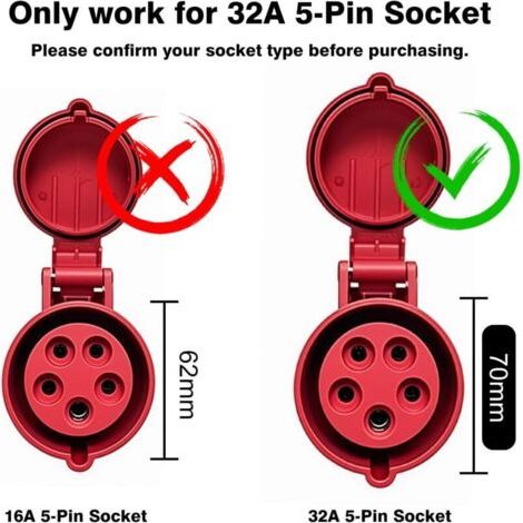 Adaptateur CEE vers prise Tesla, câble d'extension de charge pour véhicule électrique 32 A 7 kW, compatible avec les modèles S, 3 et XY. Mise à la terre requise. (1/3)