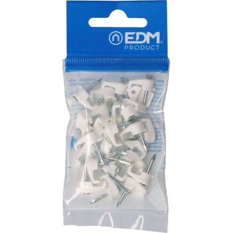 Grapa EDM Blanca para Cable Manguera Plana 2x1,5mm N°1 (Blíster 25 unidades)