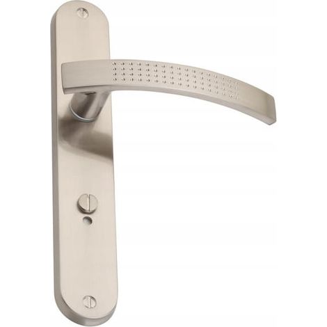 Poignée de porte intérieure, plaque longue, WC, gauche, nickel brossé