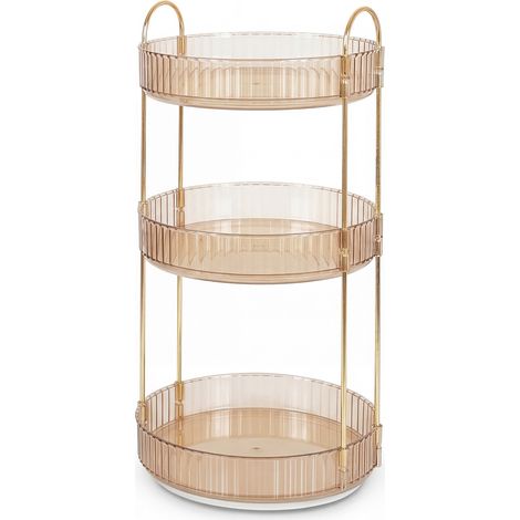 ilus Makeup Organiser 360 Rotating Spinning 3 Tiers Cosmetic Storage Gold (1/5)
