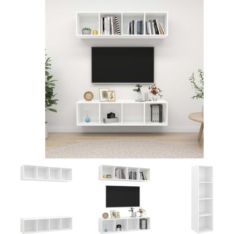 Weiß - vidaXL TV-Wandschränke 2 Stk. Weiß Holzwerkstoff - Schrank für HiFi (1/5)