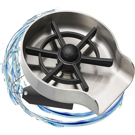 Rince Verre Evier - Acier Inoxydable Glass Rincer Lave Bouteille Lave Gobelet Automatique, Lave Verre Evier Rince Verre pour Bar et Cuisine (1/5)