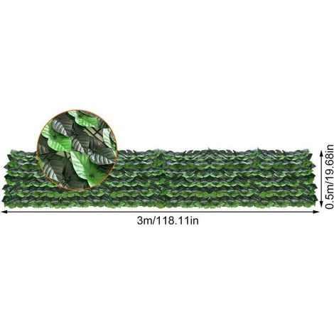 Clture Artificielle de Feuilles de Lierre, 0,5m x 3m Brise Vue Jardin Haie Artificielle en Rouleau, Haie Feuillage Artificiel, Clture d'intimité, écran de Jardin pour Balcon Cour Arriè (1/5)