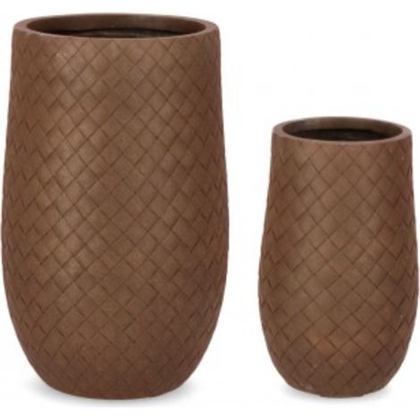 Set 2 PortaVaso Rhombus Bomb Alto Rusty per uso esterno.