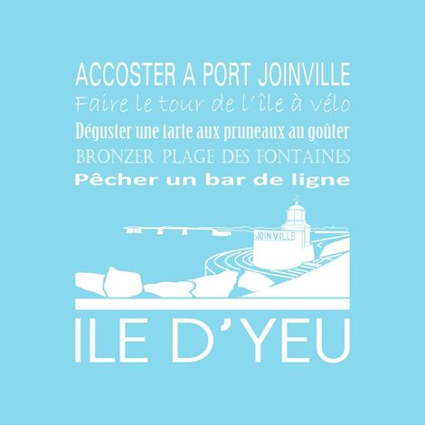 Tableau sur toile Île d'Yeu bleu clair 30x30 cm - Impression sur Toile Murale Décorative - Image imprimée en HD sur Toile - Toile sur Châssis en Bois FSC - Fabriqué en France (1/4)