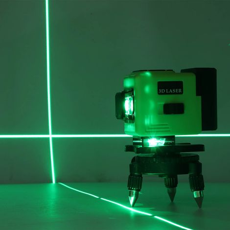 Niveau laser lignes 8, 3x360° croix faisceau vert auto-nivelant super lumineux, niveleur 3D avec prise US 100‑240V (1/5)