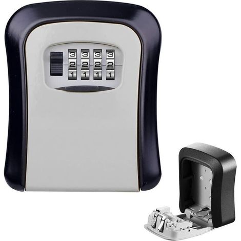 Caja fuerte con combinación de 4 dígitos - Cerradura exterior metálica resistente a la intemperie - Caja de llaves con contraseña (dinero) (1/4)