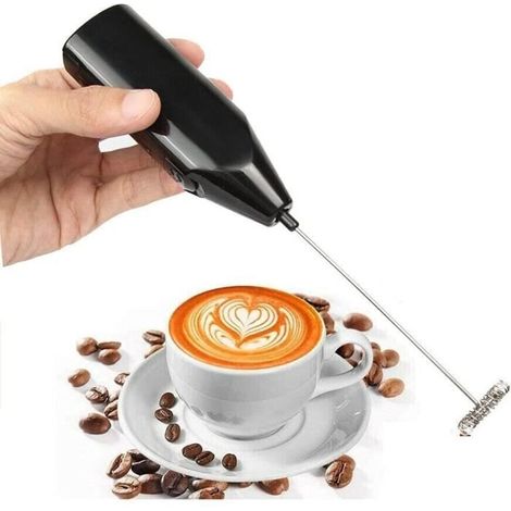 Mousseur à lait portable à piles - Mini fouet à café électrique - Faible bruit - Pour cappuccino, frappe, matcha, chocolat A167 (1/4)