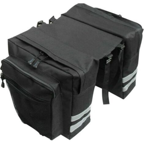Lot de 2 sacoches de vélo pour vélo de montagne - En PVC étanche - Accessoire de vélo - Résistant à la déchirure - Bandes réfléchissantes à l'arrière - Convient pour les vélos, VTT, etc Noir
