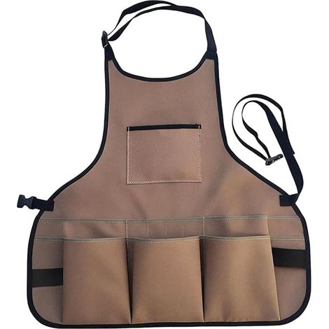Tablier à outils - Toile - 63 x 60 cm - Marron - Tablier de jardin - Tablier de menuisier - Tablier de travail - Sac de jardin - Tablier de travail en toile pour homme - Tablier multifonctionnel - Tab (1/5)