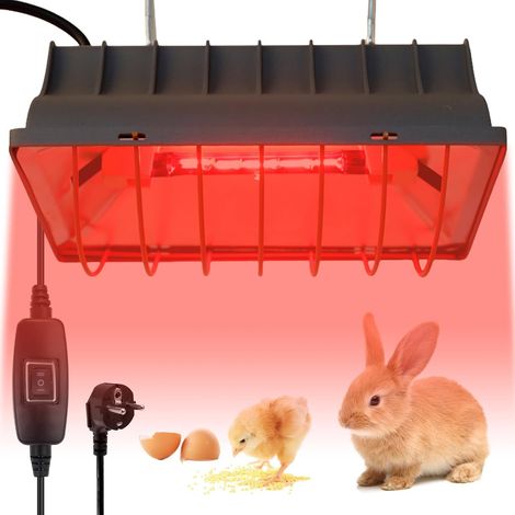 Lampe Chauffante Animaux Lampe Lumière Rouge 250W Poule Lampe Infrarouge avec Interrupteur D\'économie D\'énergie pour Poussins, Chiots, Incubateurs, Agneaux, Canards [Classe énergétique F] (1/5)