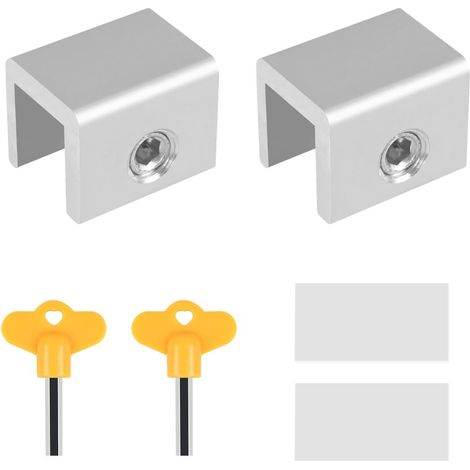 Serrures Fenêtre Coulissantes, 2/4 Ensembles de Bloque Porte Coulissante, Verrou Baie Coulissante Réglable en Acier Inoxydable, avec Clés et Entretoise Antidérapante pour Fenêtres Haut et Bas (1/5)