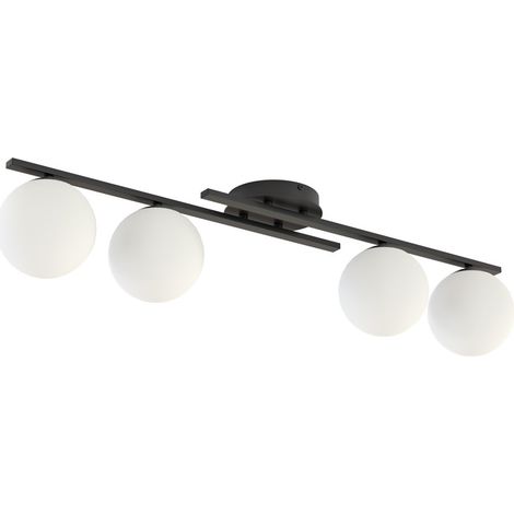 Lampada a Soffitto Kairo, Metallo, Vetro, Nero, 87x19x29 cm