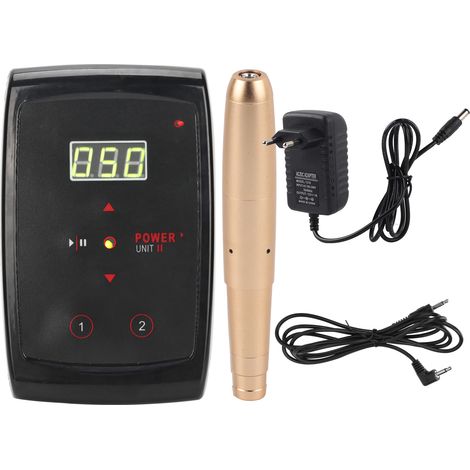 Kit d'alimentation pour stylo de tatouage, machine de microblading sourcils lèvres eye-liner, prise UE 100-240V or. (1/5)