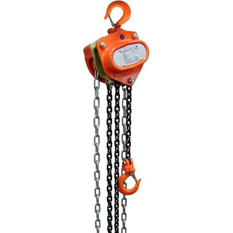 Levac – Palan manuel à chaîne en acier forgé 1000Kg – Hauteur de levage 6m – Chaîne acier Grade 80 – Crochets avec linguets de sécurité (1/3)