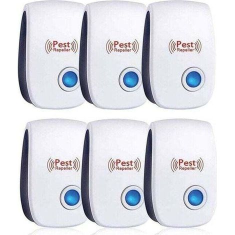 Repulsif Ultrasons, Ultrason Souris Lot de 6, Ultrason Souris et Rat Efficace Contre Souris,Rats,Mouches,Moustiques,Insectes Nuisibles,Araignées,Cafards, Sûr et Non Toxique (1/3)