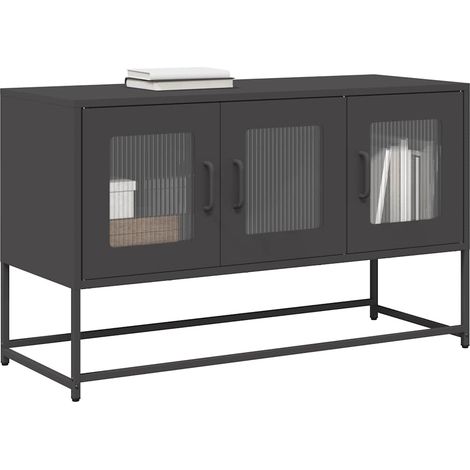 TV-Schrank Schwarz 100,5x39x60,5 cm Kaltgewalzter Stahl vidaXL (1/5)