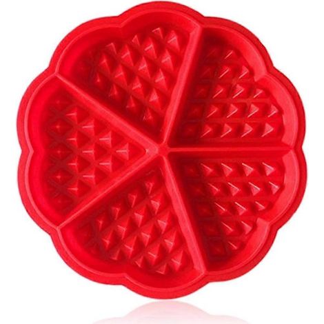 Waffle Iron, Silicone Waffle Mold and Pancake Mold - Non-stick Mini Heart Muffin Mold - Good for Slimming World Waffles and Breakfast Recipes, Red (1/5)
