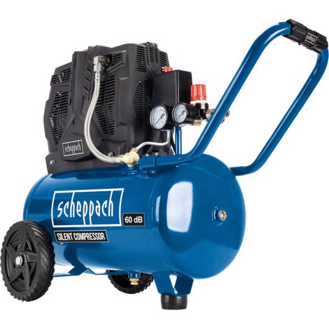 [JAMAIS UTILISE] Scheppach Compresseur Bicylindre Super Silencieux HC25Si - 1100W - 24L - 8bar - Sans Huile & peu d'entretien - Admission d'air 230 L/min - Raccords rapides - Facile de transport (1/5)