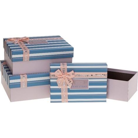 Geschenkbox mit Schleife, 3 Rosettenstreifen