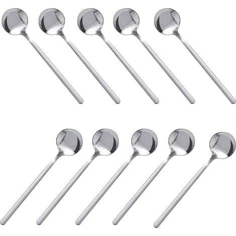 10 petites cuillères en acier inoxydable, cuillères à thé, cuillères à dessert, cuillères à condiments, pour thé, desserts, gâteaux, apéritifs et expr (1/5)
