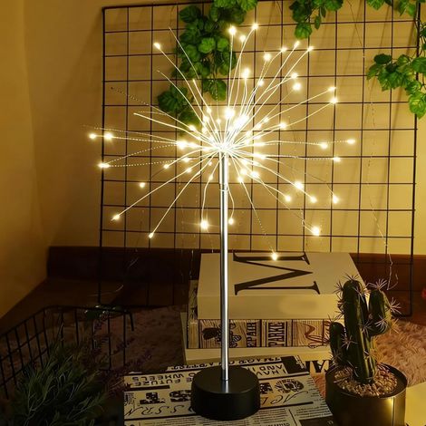 Nest & Flowers – Lampes de table étoilées – Feux d'artifice à DEL argentés, pour intérieur et extérieur – Décoration de centre de table de banquet de Noël (chaud) (1/5)