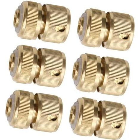 Set mit 6 Messing-Schlauchverbindern – Schnellkupplungen für Bewässerungsanlagen. Zum Bewässern, Autowaschen usw. (Messing1) (1/5)