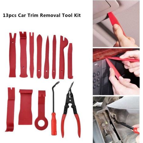Outil de Démontage de Garniture Intérieur - Voiture - 13 pièces - PP + Acier Carbone - Noir (1/4)