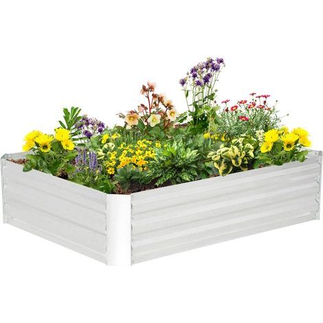 Potager surélevé en acier, bac à plantes, châssis froid, jardinière empilable, bac à fleurs, bac à légumes 120x90x30cm pour jardin, balcon, jardinière pour fleurs, plantes, légumes (1/5)