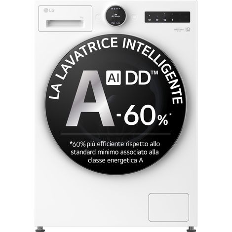 LG F4X9009TWCE Lavatrice 9kg AI DD Serie X9, Classe A-60%, 1400 giri, Display Easy Circle, Wi-Fi, AI Wash, TurboWash (1/5)