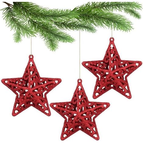 Ornements de sapin de Noël - Noname - Boules rouges ajourées - Incassables - 10,5 cm - Set de 3 pcs (1/4)