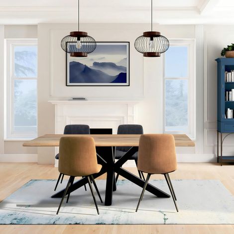 Table extensible en chêne huilé bords naturels 140 cm ETNA (1/5)