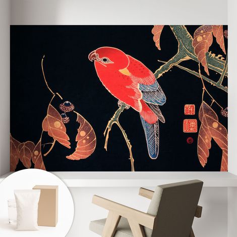 Papier peint intissé décoratif pour chambre et salon Design moderne à poser facilement - Colle incluse gratuite Oiseau exotique 104x70 cm (1/5)