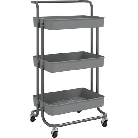 Maison Exclusive - Carrello da Cucina 3 Ripiani Grigio 42x35x85 cm Ferro e ABS