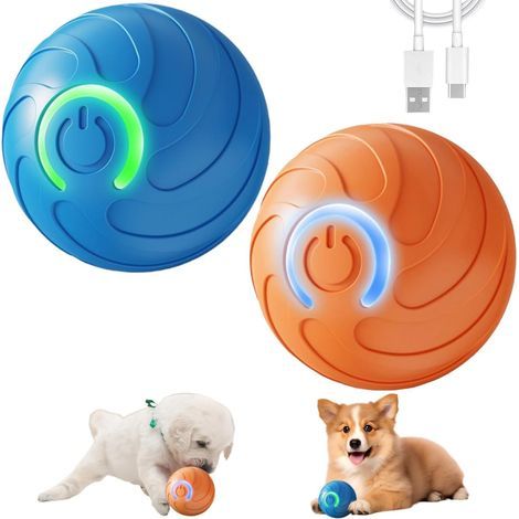 Balle Intelligente Interactive pour Chien - Jouet Rechargeable USB à Vibration et Rebond Automatique, Stimulation Cérébrale pour Toutes Tailles, Parfaite pour l'Intérieur (Bleu + Orange) (1/5)