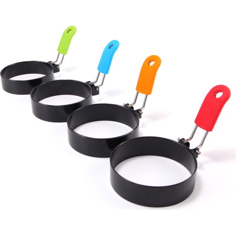 Runde, antihaftbeschichtete Spiegeleierform aus Edelstahl mit Silikonring – Küchenaccessoire für Eier, Frühstück und gesunde Küche-x (1/3)